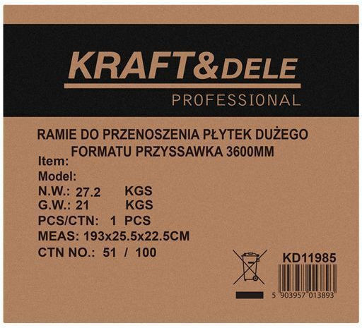 Система За Пренасяне На Плочки Широк Формат Kraft&dele Kd11985 150 Кг 360 Х 180 См 20 См