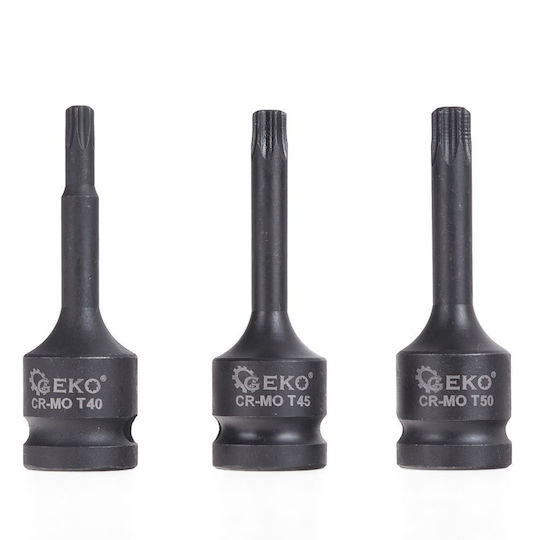 Impact Bits Geko G10526 1/2" Torx T20-t70 9 Pieces In Plastic Case