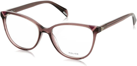 Police Plastic Eyeglass Frame Cat Eye Purple VPLD90E 0V01