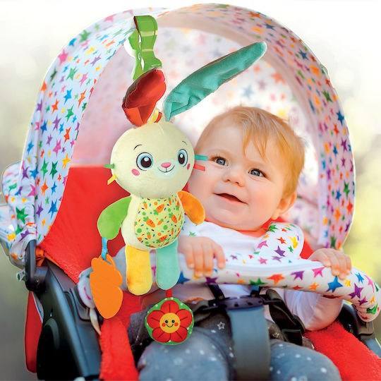 Baby Clementoni Pendant Cot and Stroller Toy with Teether Easy Peasy Soft Bunny for Newborns