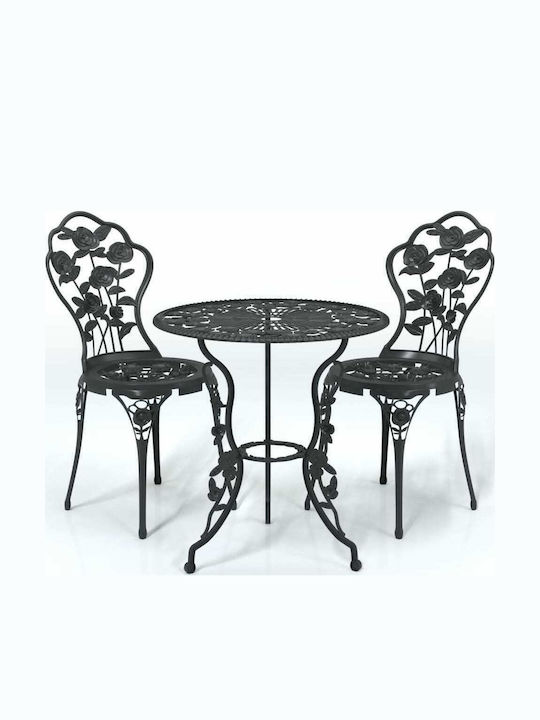 Dining Set for Small Outdoor Spaces 3 Pieces Black