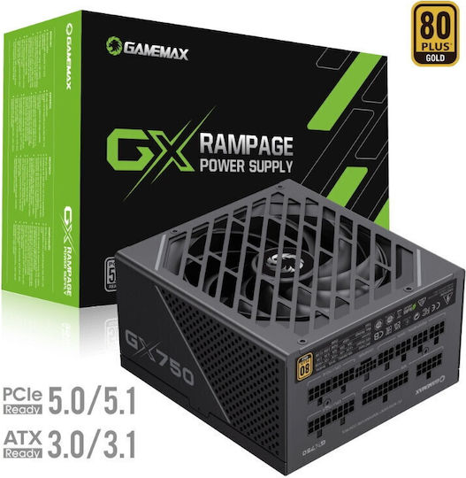 GameMax GX-750 750W Schwarzes Netzteil Computer Vollständig Modular 80 Plus Gold