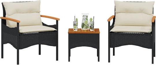 Set Camera De Zi 3 Piese Negru Cu Perne