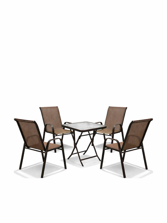 Outdoor Living Room Set 5 Pieces Brown