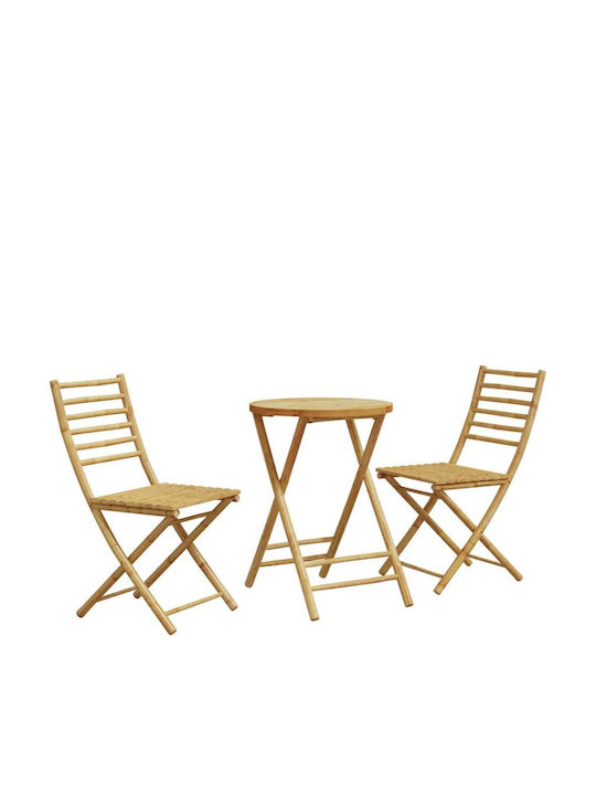 Garden & Outdoor Furniture Sets Dining Room Set Pieces for Small Balcony 3 Pieces Bamboo