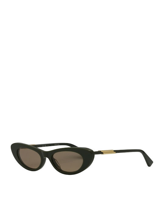 Bottega Veneta Unisex Sunglasses with Green Horn-Rimmed Frame and Green Lens