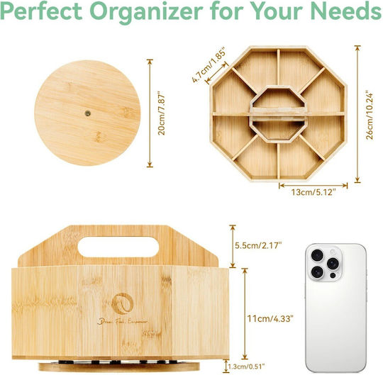 Ohuhu 360 Rotating Marker Organizer Bamboo Y30-80500-11