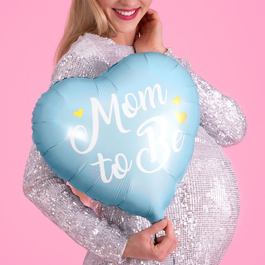 Μπαλόνι Καρδιά Foil Γαλάζιο Mom to Be 35εκ.