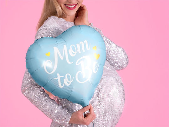 Μπαλόνι Καρδιά Foil Γαλάζιο Mom to Be 35εκ.
