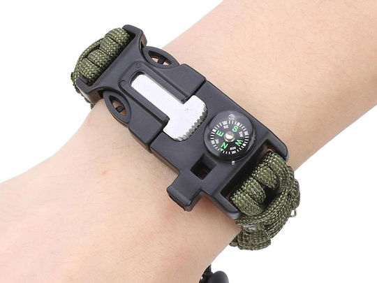 Überlebensset 5 1 Feuerstein Kompass Pfeife Messer Paracord Überleben Grün Kvd 090-14372_z