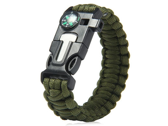 Überlebensset 5 1 Feuerstein Kompass Pfeife Messer Paracord Überleben Grün Kvd 090-14372_z
