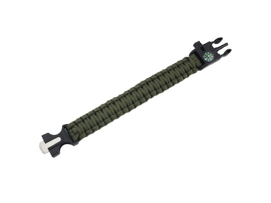 Überlebensset 5 1 Feuerstein Kompass Pfeife Messer Paracord Überleben Grün Kvd 090-14372_z