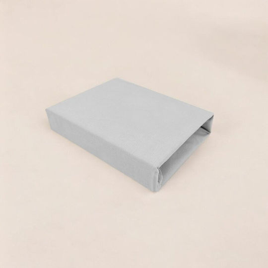 Qmini Set Lenjerii De Patut Bebe Pentru Patut Din Bumbac Cu Cauciuc Gri 85x46cm