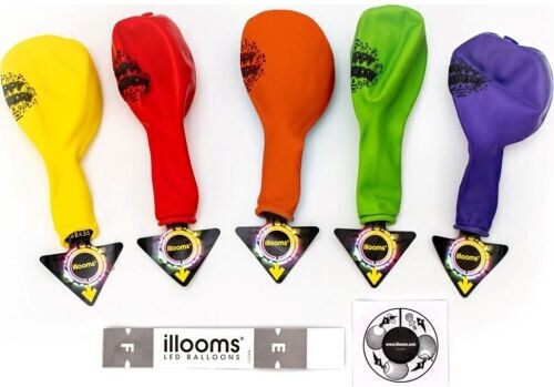 Set 5 Luftballons Latex Bunte mit LEDs 23cm