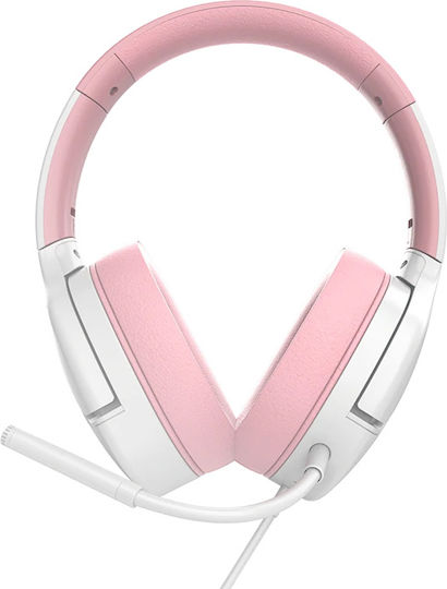 Sades Spower Over Ear Gaming Headset με σύνδεση 3.5mm Ροζ/Λευκό for Nintendo Switch / PC / PS4 / PS5 / XBOX