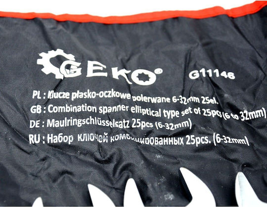Geko Set chei poligonale germane cu dimensiune de la 6mm până la 32mm 25buc