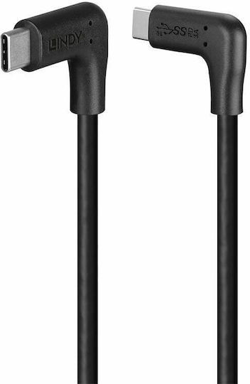 Lindy USB 2.0 Кабел USB-C Мъжки - USB-C 60W Захранване PD Черен 0.5м 32022