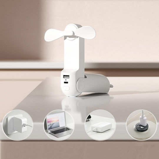 JisuLife Ανεμιστηράκι Χειρός USB Επαναφορτιζόμενο 2000mAh 8W Λευκό