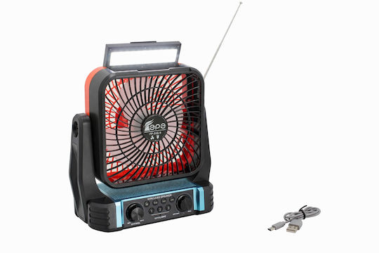 Fp-336-s Rechargeable Solar Fan 8” – Flashlight – Powerbank – Speaker Black Blue