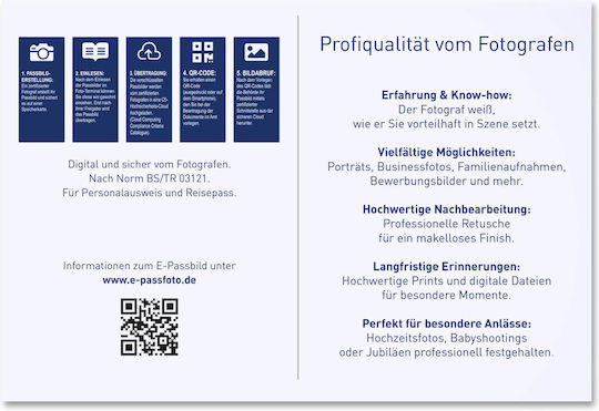 1x50 Daiber Passport Photo Folders E-passport Photo Portrait 14028