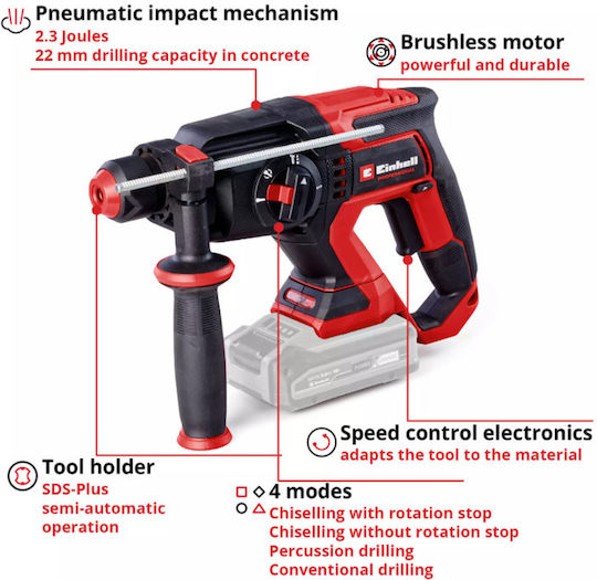 Einhell TP-HD 18/22 D Li Κρουστικό Σκαπτικό Πιστολέτο Μπαταρίας Brushless 18V Solo με Υποδοχή SDS Plus 4514277
