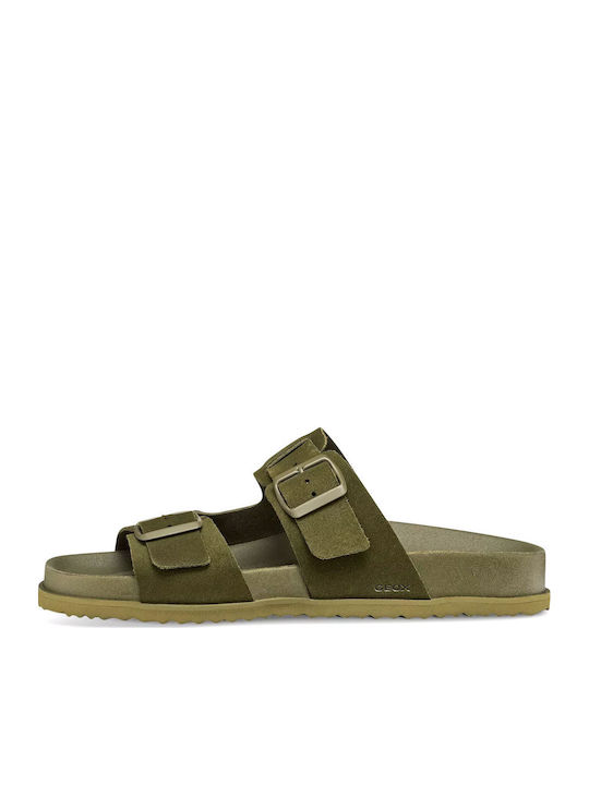 Leather Men's Sandals in Green Colour