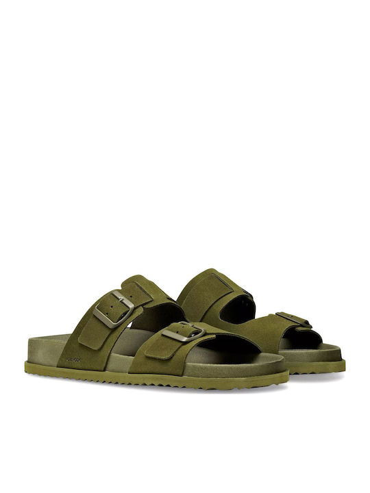Leather Men's Sandals in Green Colour