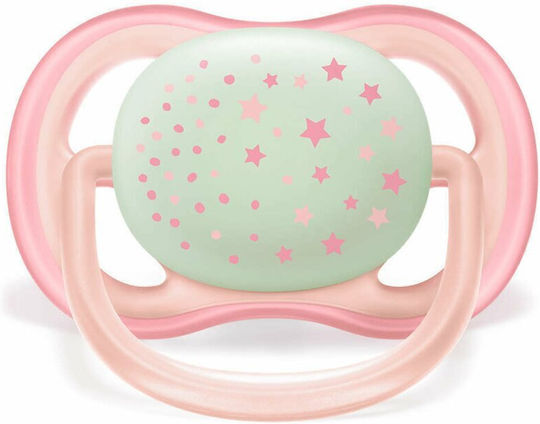 Philips Ultra Air Orthodontic Silicone Night Pacifiers Pink for 0-6 Months 2 Pieces