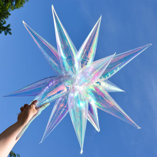 Balloon 26'' Iridescent Star 3D Air-Filled Packaged