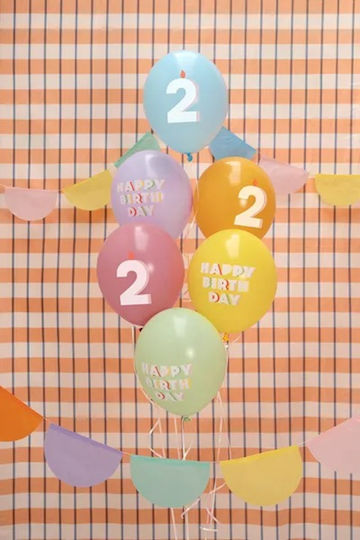Satz 6 Luftballons Nummern 2 Latex Himmelblau 30cm