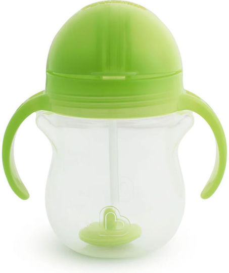 Munchkin Детска Чаша с Дръжки и Сламка Click Lock от Пластмаса Зелена 207ml за 6m+