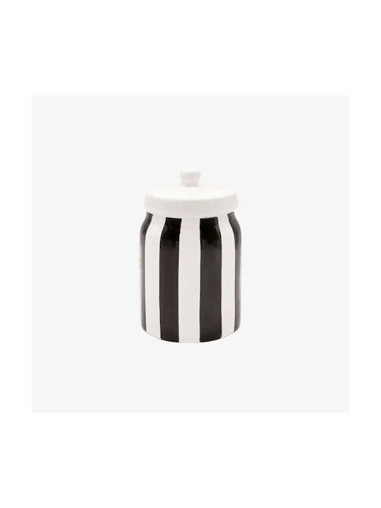 Βάζο Αποθήκευσης Striped Κεραμικό Καπάκι & Ριγέ Υφή Pgst0070