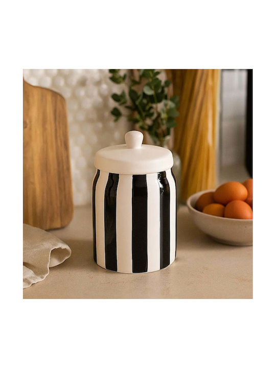 Striped Ceramic Storage Vase with Lid & Striped Texture Pgst0069