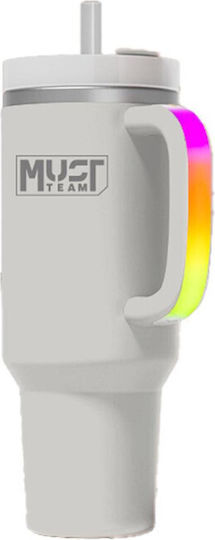 Must Team Stainless Steel Thermos Glass 900ml Gray with Straw