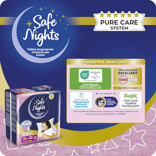 Safe Nights Πάνες Βρακάκι για 48-60kg 72τμχ