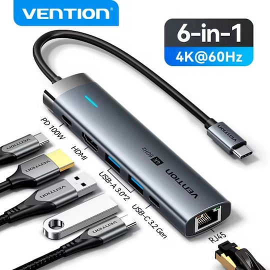 Vention USB-C Docking Station mit HDMI 4K PD Gray (TGNHB)