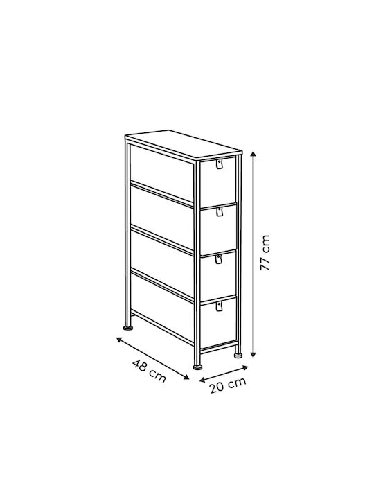 Storage Drawers Made of Metal & Fabric L48xW20xH77cm