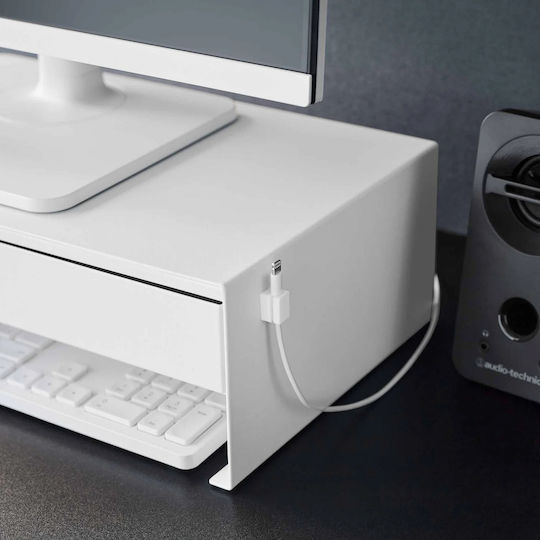 Yamazaki Suport De Birou Pentru Monitor Cu Sertar Alb (10187)