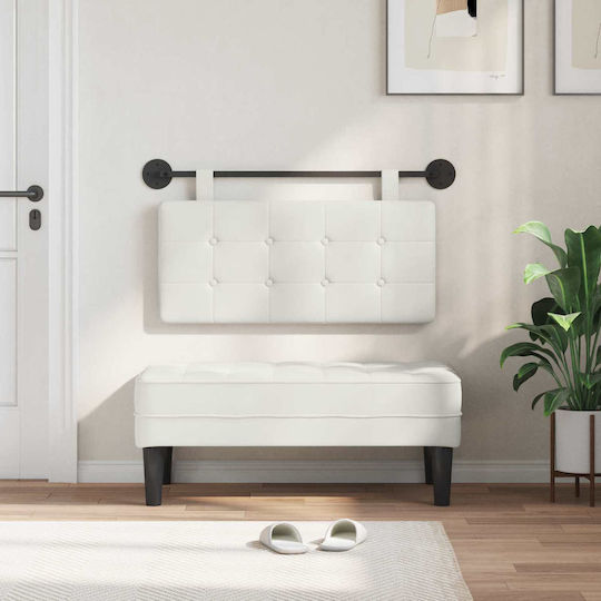 vidaXL Leather Bed Headboard Cushion White 90x55cm