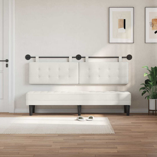 vidaXL Leather Bed Headboard Cushion White 190x55cm
