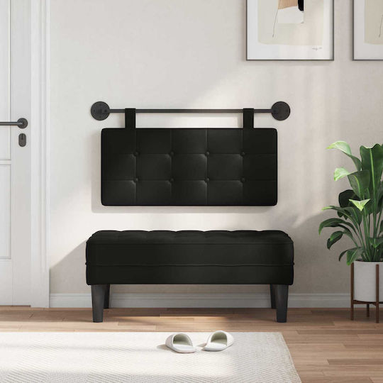 vidaXL Leather Bed Headboard Pillow Black 90x55cm