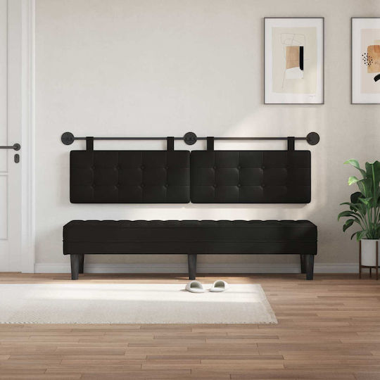 vidaXL Leather Bed Headboard Cushion Black 190x55cm