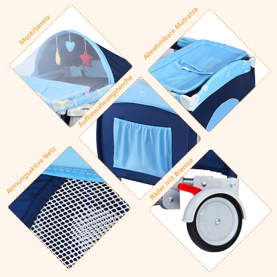 Costway Parc cu Saltea Albastru
