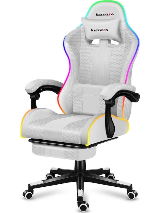 Huzaro Force 4.7 Fabric Gaming Chair with RGB Lighting and Footrest White