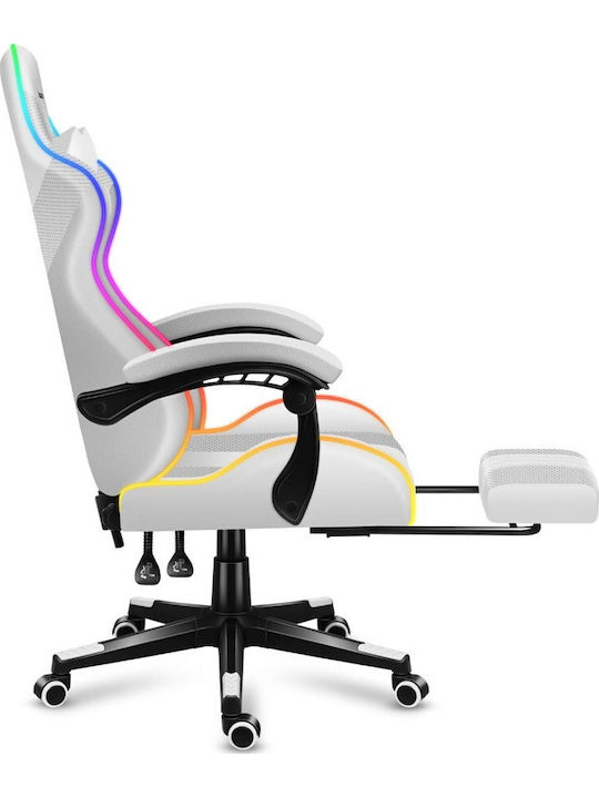 Huzaro Force 4.7 Fabric Gaming Chair with RGB Lighting and Footrest White