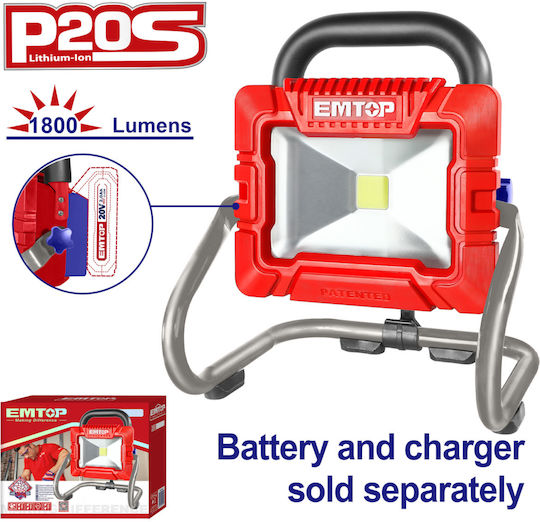 Emtop Battery LED Work Light Projector with Brightness up to 1800 Lumen