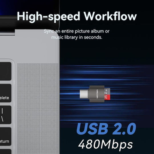 Vention Кард рийдър USB 3.0 Type-C за SD/микро SD