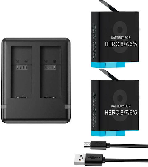 Комплект Зарядно Устройство + 2 Батерии Gopro Hero 8 Black 1220mah Li-ion