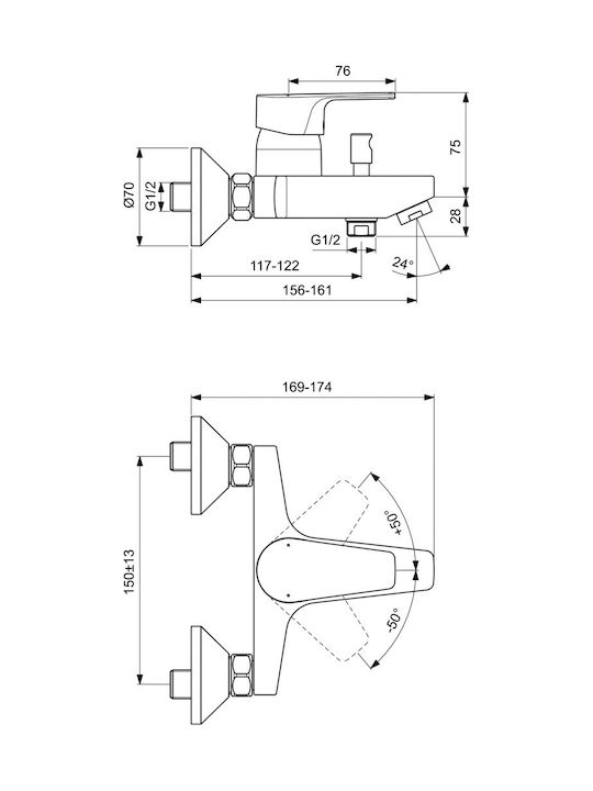 Ideal Standard Cerafine D Миксер Батерия За Душ Ideal Standard Cerafine D Миксер Батерия За Душ