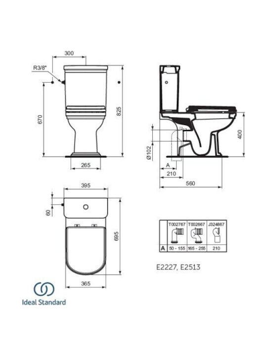 Ideal Standard Тоалетна, стояща на пода с казанче с капак Soft Close черна 5017830556497
